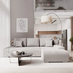 Sofa Iseo mit Schlaffunktion Trendige & bequeme Couch mit Cord-ähnlichem Stoff