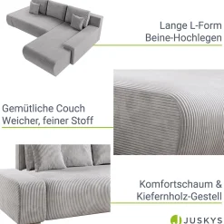 Sofa Iseo mit Schlaffunktion Trendige & bequeme Couch mit Cord-ähnlichem Stoff