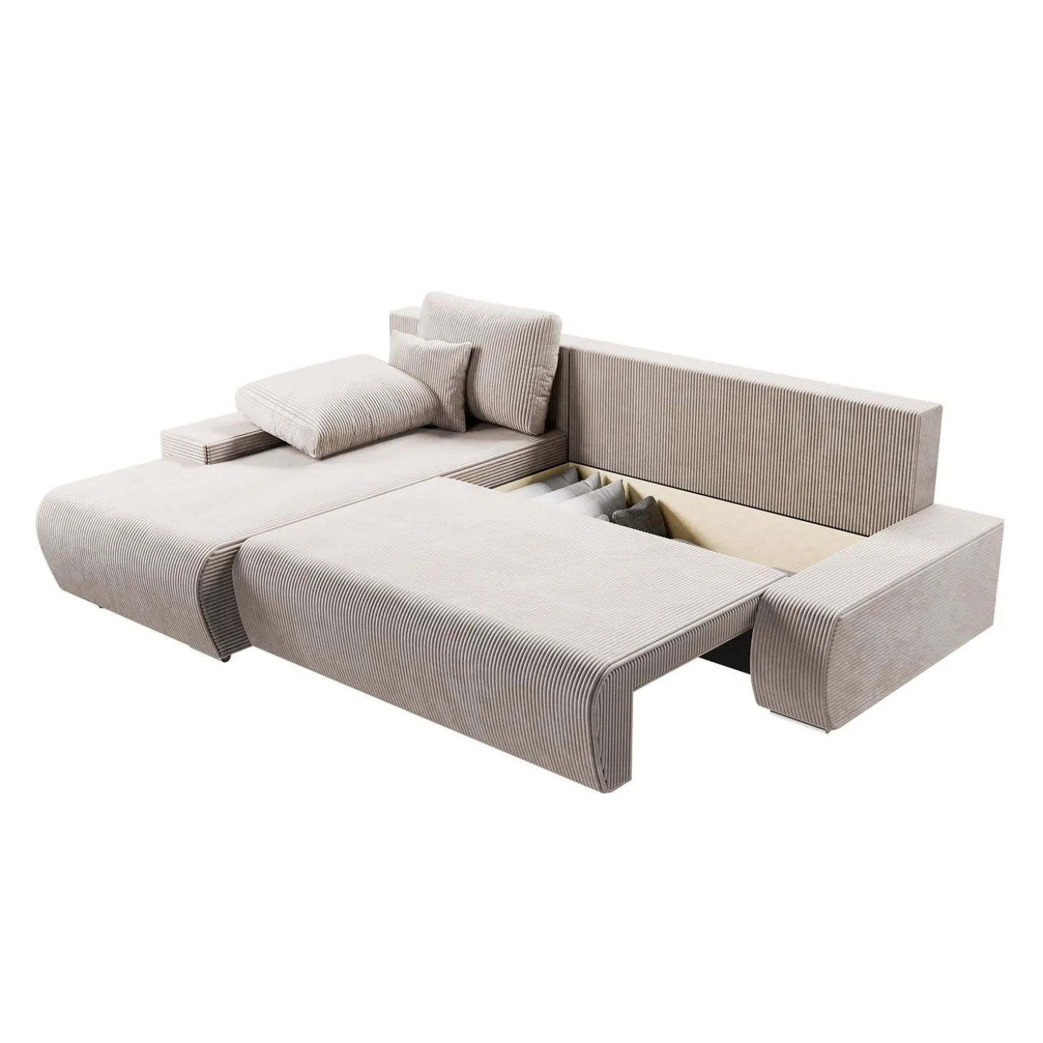 Sofa Iseo mit Schlaffunktion Trendige & bequeme Couch mit Cord-ähnlichem Stoff