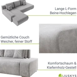 Sofa Iseo mit Schlaffunktion Trendige & bequeme Couch mit Cord-ähnlichem Stoff