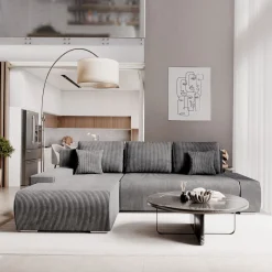Sofa Iseo mit Schlaffunktion Trendige & bequeme Couch mit Cord-ähnlichem Stoff