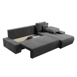Sofa Iseo mit Schlaffunktion Trendige & bequeme Couch mit Cord-ähnlichem Stoff