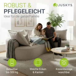 Sofa Tirano mit Ottomane & Dekokissen Gemütliche Couch mit Schaumstoff und Boxspringkern