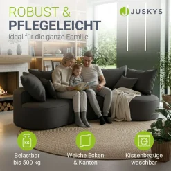 Sofa Tirano mit Ottomane & Dekokissen Gemütliche Couch mit Schaumstoff und Boxspringkern