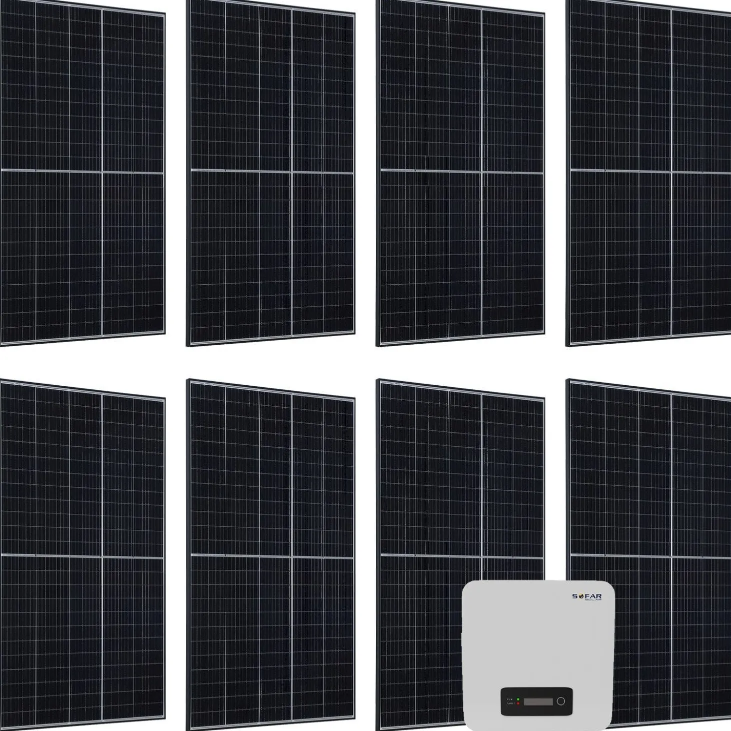 Solaranlage Set mit 8 Longi 400 W Solarpaneele & Wechselrichter