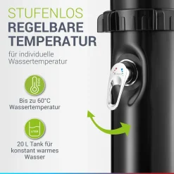 Solardusche Victoria Gartendusche mit großem Regen-Duschkopf und Temperatureinstellung