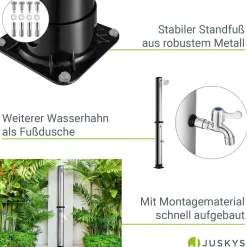 Solardusche Victoria Gartendusche mit großem Regen-Duschkopf und Temperatureinstellung