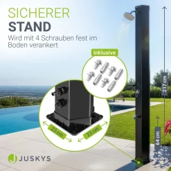 Solardusche Victoria Gartendusche mit großem Regen-Duschkopf und Temperatureinstellung