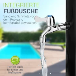 Solardusche Victoria Gartendusche mit großem Regen-Duschkopf und Temperatureinstellung