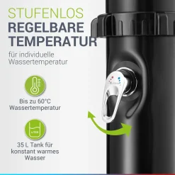 Solardusche Victoria Gartendusche mit großem Regen-Duschkopf und Temperatureinstellung