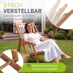 Sonnenliege klappbar Tavira Wetterfester Liegestuhl aus geöltem Akazienholz