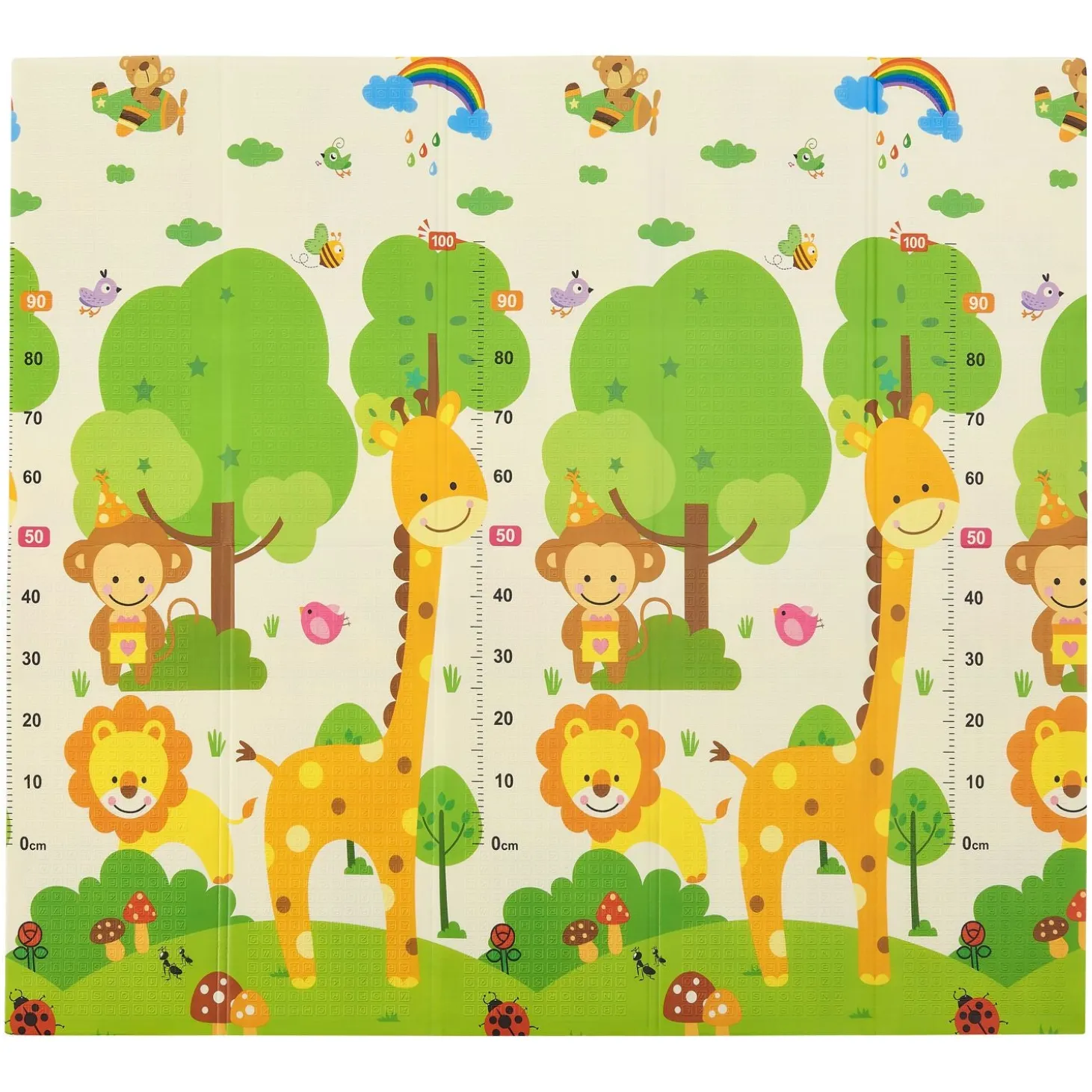 Spielmatte 180 x 200 cm mit diversen Tiermotiven Krabbelmatte für Babys & Kleinkinder - extra weich & pflegeleicht