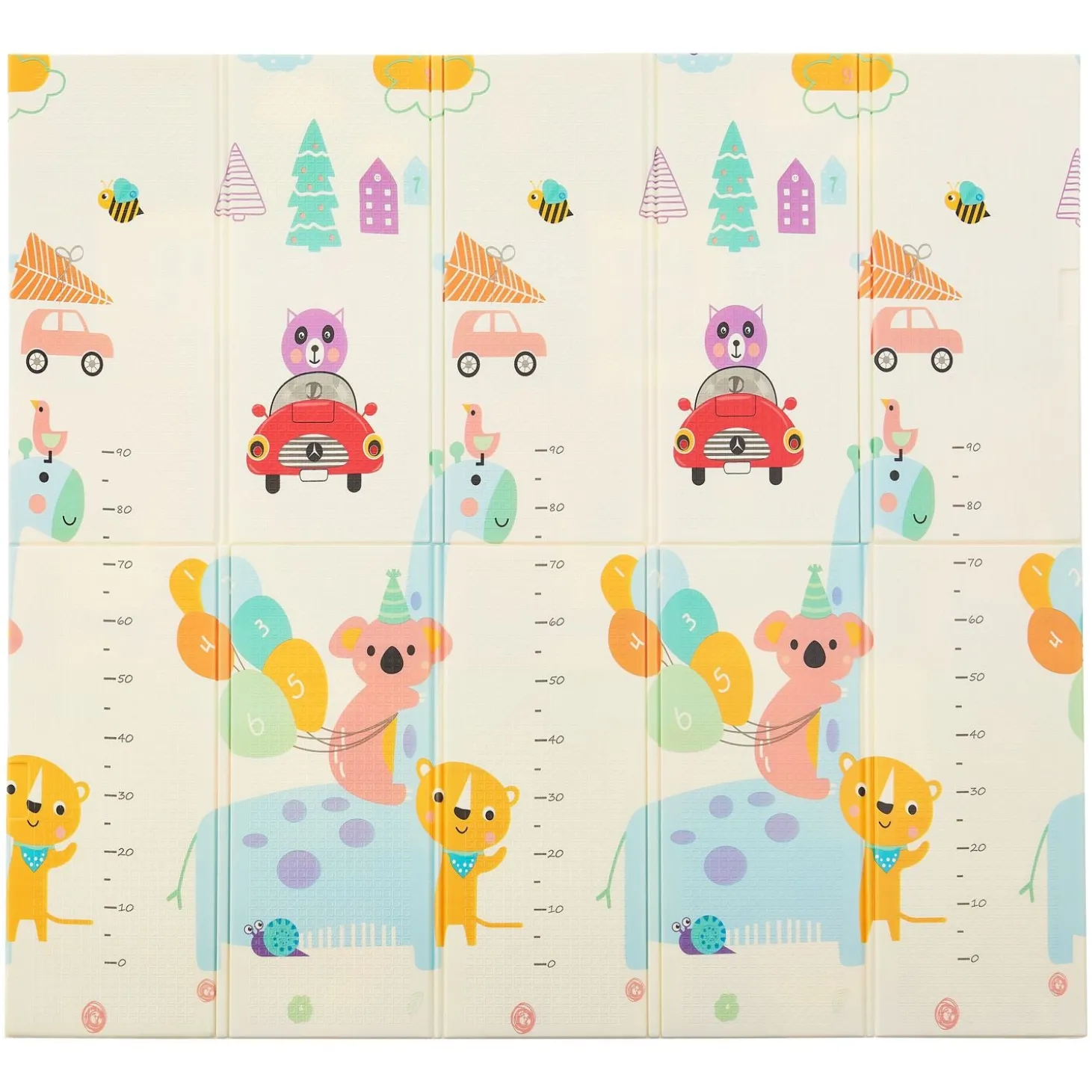Spielmatte 180 x 200 cm mit diversen Tiermotiven Krabbelmatte für Babys & Kleinkinder - extra weich & pflegeleicht