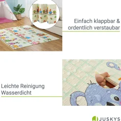 Spielmatte 180 x 200 cm mit diversen Tiermotiven Krabbelmatte für Babys & Kleinkinder - extra weich & pflegeleicht