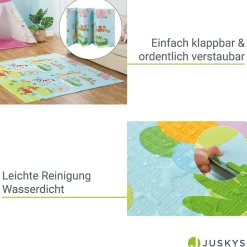 Spielmatte 180 x 200 cm mit diversen Tiermotiven Krabbelmatte für Babys & Kleinkinder - extra weich & pflegeleicht