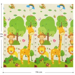 Spielmatte 180 x 200 cm mit diversen Tiermotiven Krabbelmatte für Babys & Kleinkinder - extra weich & pflegeleicht