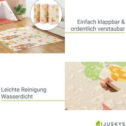 Spielmatte 180 x 200 cm mit diversen Tiermotiven Krabbelmatte für Babys & Kleinkinder - extra weich & pflegeleicht