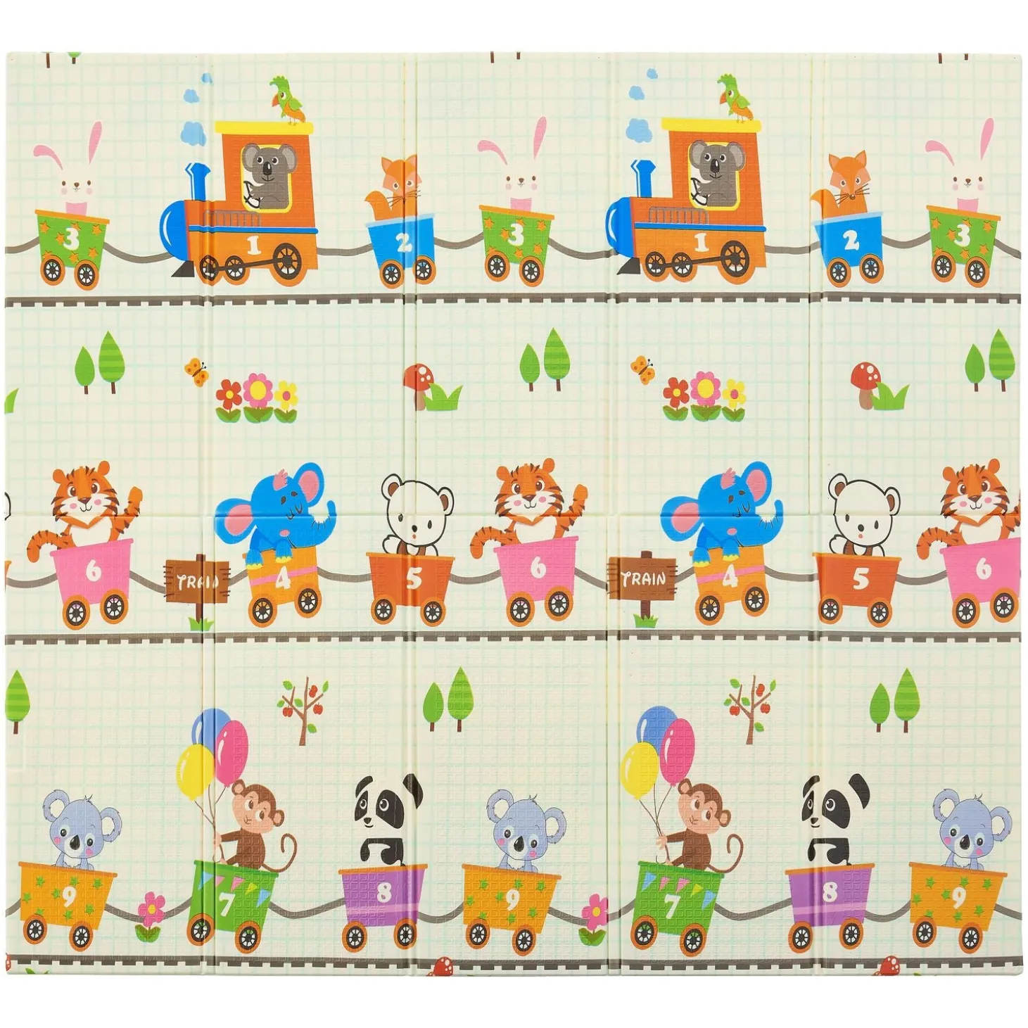Spielmatte 180 x 200 cm mit diversen Tiermotiven Krabbelmatte für Babys & Kleinkinder - extra weich & pflegeleicht