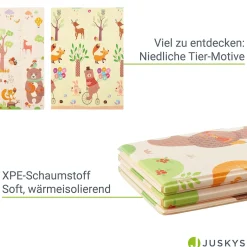 Spielmatte 180 x 200 cm mit diversen Tiermotiven Krabbelmatte für Babys & Kleinkinder - extra weich & pflegeleicht