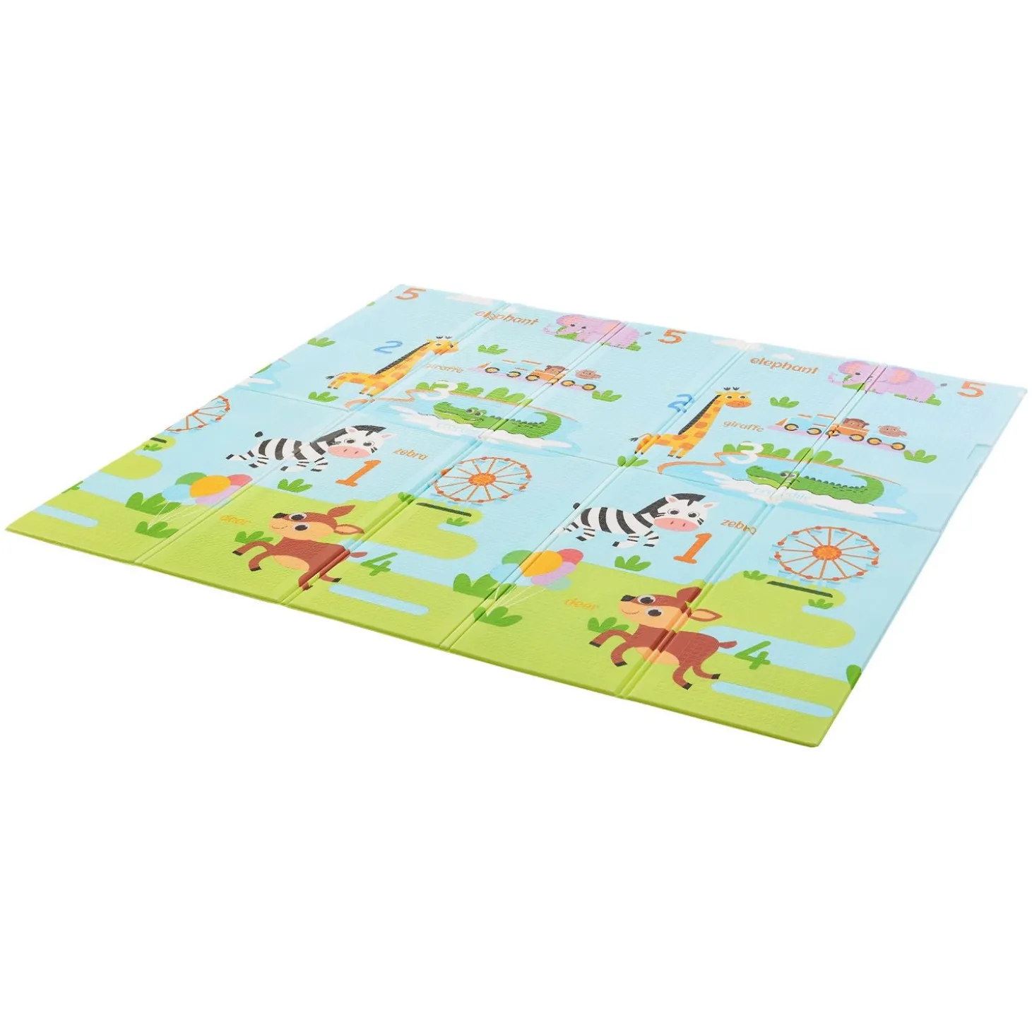 Spielmatte 180 x 200 cm mit diversen Tiermotiven Krabbelmatte für Babys & Kleinkinder - extra weich & pflegeleicht