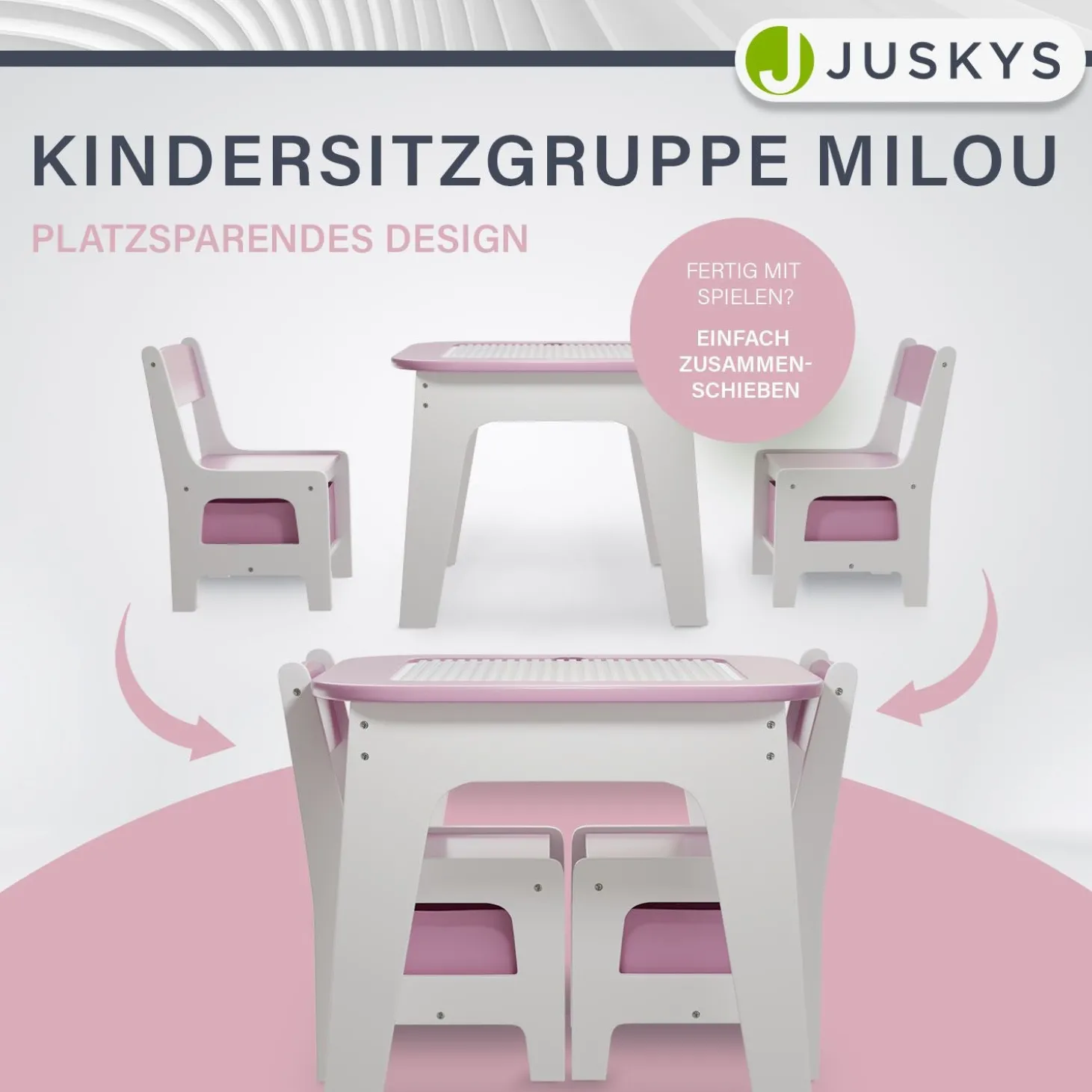 Spieltisch mit zwei Stühlen Milou Kinderspieltisch mit Stauraum & Schubfächern
