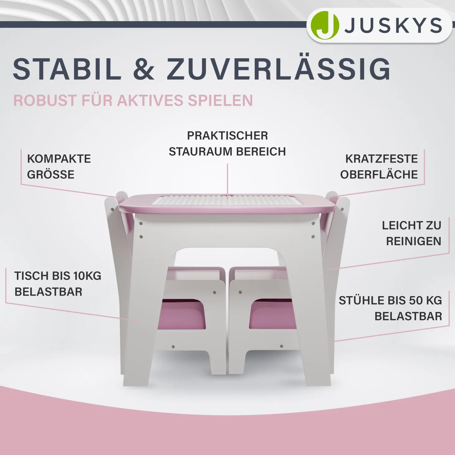 Spieltisch mit zwei Stühlen Milou Kinderspieltisch mit Stauraum & Schubfächern