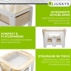 Spieltisch mit zwei Stühlen Milou Kinderspieltisch mit Stauraum & Schubfächern