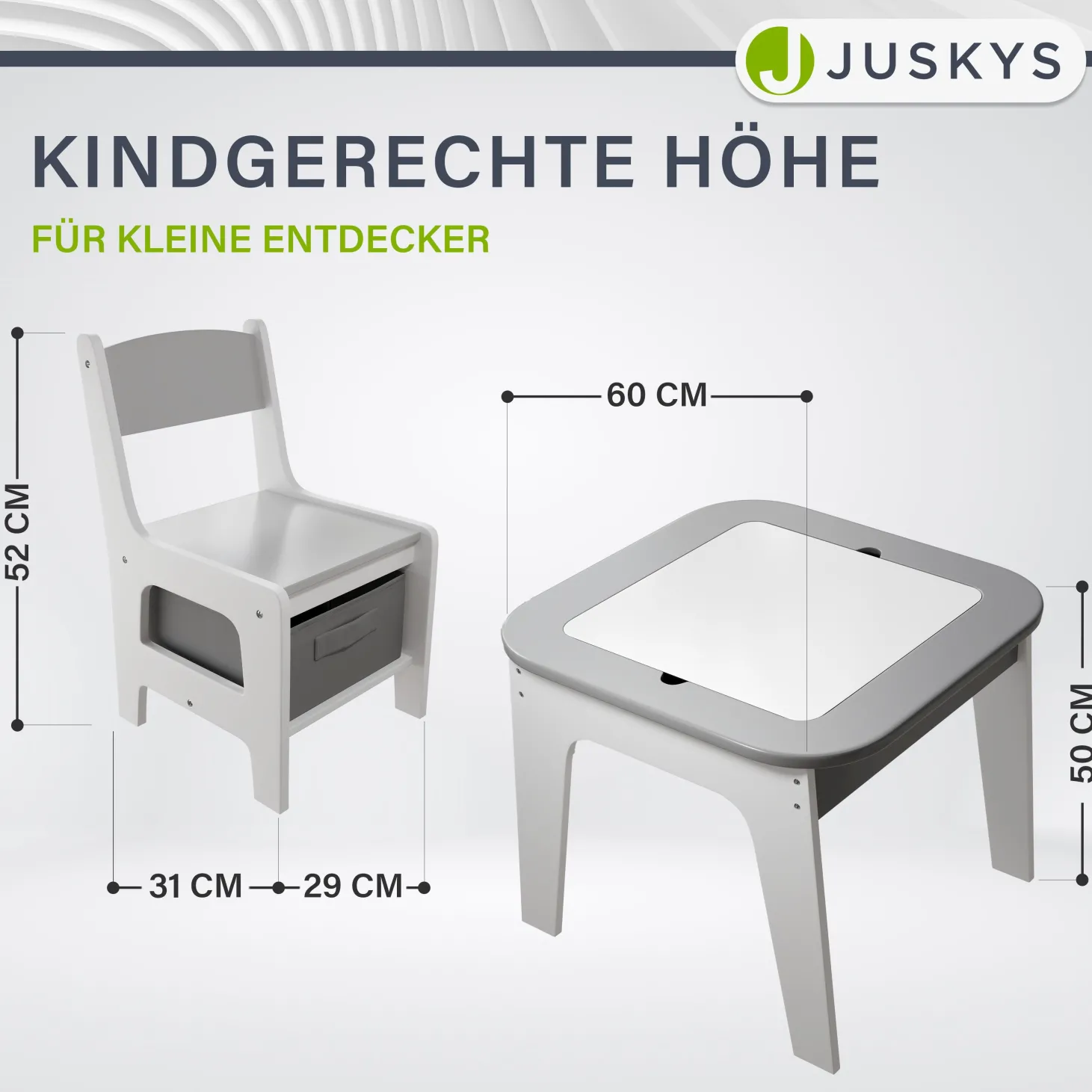 Spieltisch mit zwei Stühlen Milou Kinderspieltisch mit Stauraum & Schubfächern