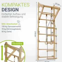 Sprossenwand für Kinder Indoor Kletterwand mit Strickleiter und Turnringen