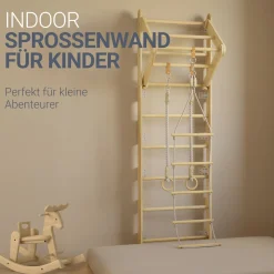 Sprossenwand für Kinder Indoor Kletterwand mit Strickleiter und Turnringen