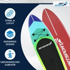 Stand Up Paddling Board - Komplett Set Aufblasbares SUP mit Paddel, Tasche, Leine & Zubehör