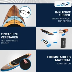 Stand Up Paddling Board - Komplett Set Aufblasbares SUP mit Paddel, Tasche, Leine & Zubehör