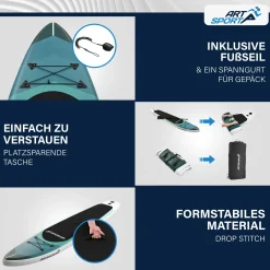 Stand Up Paddling Board - Komplett Set Aufblasbares SUP mit Paddel, Tasche, Leine & Zubehör