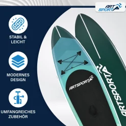 Stand Up Paddling Board - Komplett Set Aufblasbares SUP mit Paddel, Tasche, Leine & Zubehör