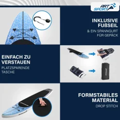 Stand Up Paddling Board - Komplett Set Aufblasbares SUP mit Paddel, Tasche, Leine & Zubehör