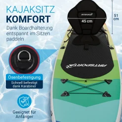 Stand Up Paddling Board mit Kajaksitz Aufblasbares SUP mit integrierter Action-Cam-Halterung