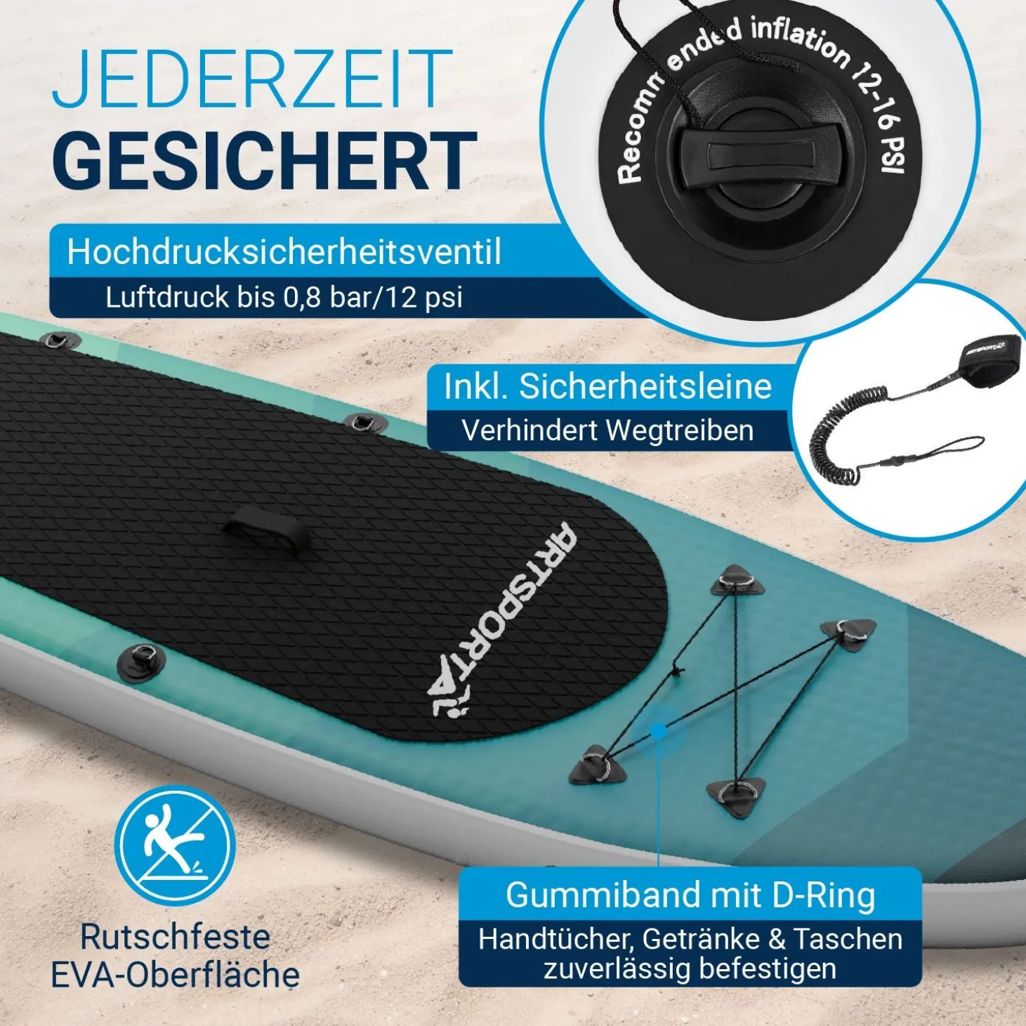 Stand Up Paddling Board mit Kajaksitz Aufblasbares SUP mit integrierter Action-Cam-Halterung