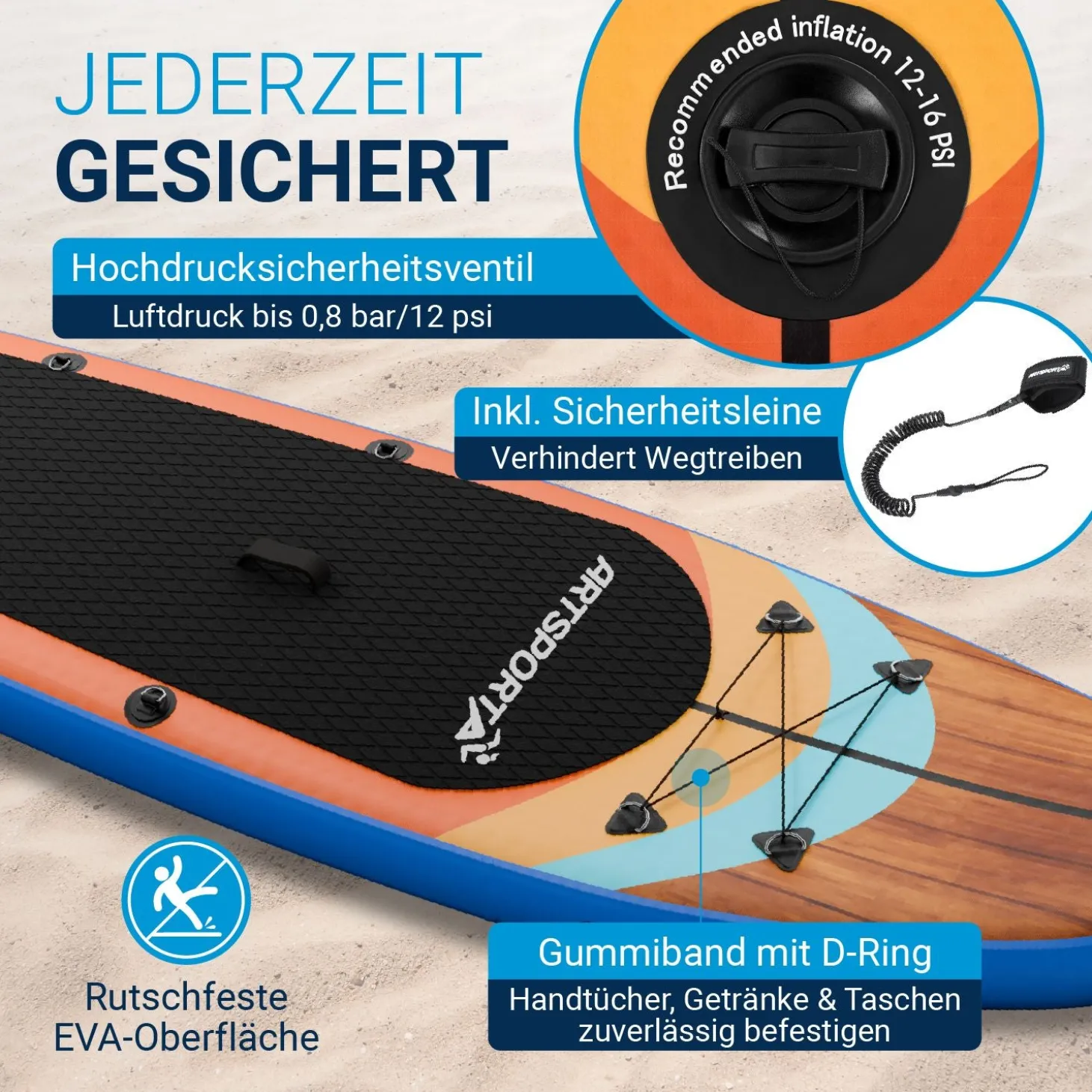 Stand Up Paddling Board mit Kajaksitz Aufblasbares SUP mit integrierter Action-Cam-Halterung