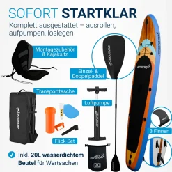 Stand Up Paddling Board mit Kajaksitz Aufblasbares SUP mit integrierter Action-Cam-Halterung