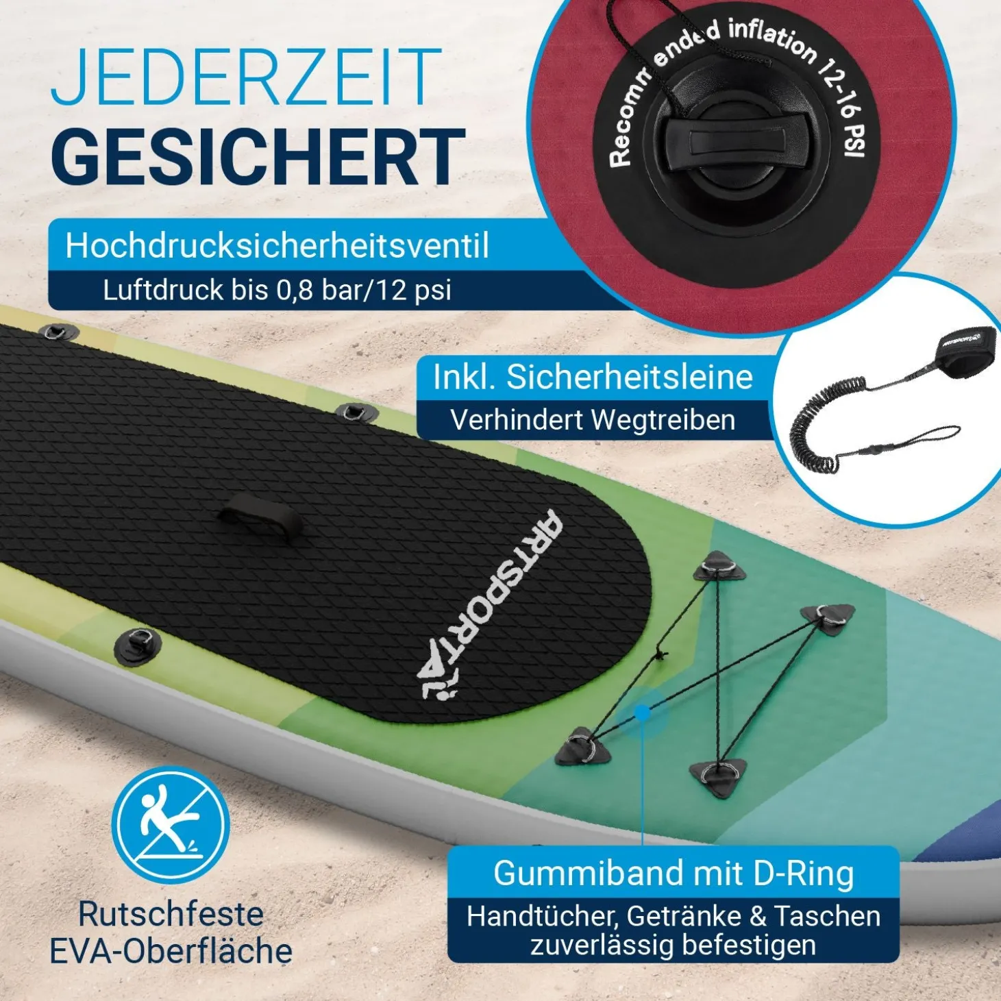 Stand Up Paddling Board mit Kajaksitz Aufblasbares SUP mit integrierter Action-Cam-Halterung