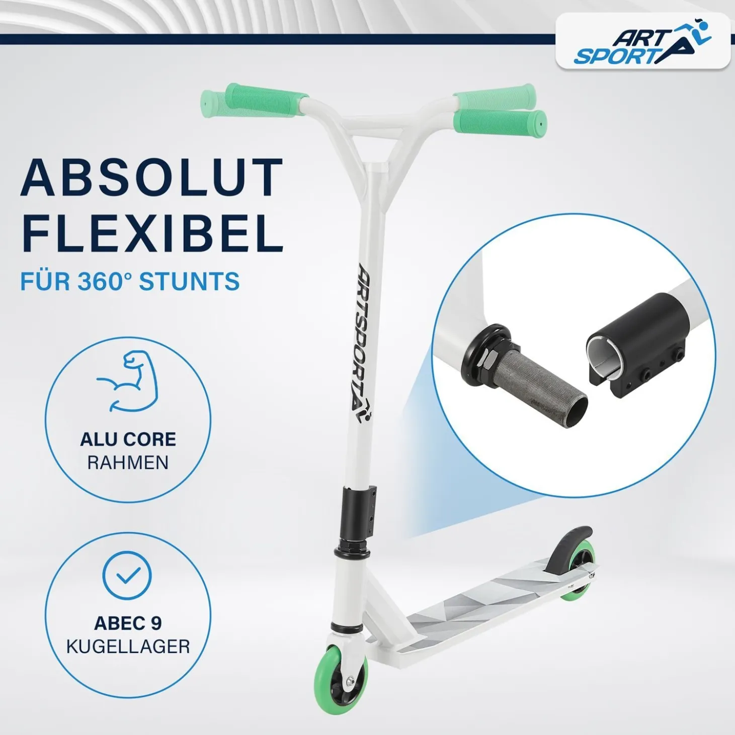 Stunt Scooter für Kinder Stunt Roller mit 360° Lenker & 100 mm Rollen