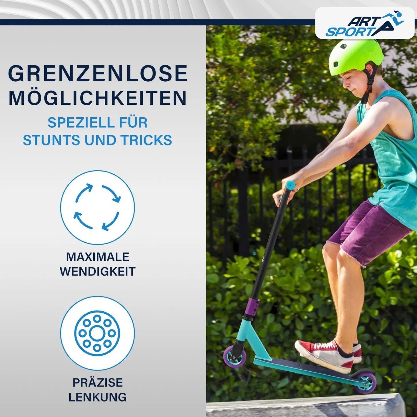 Stunt Scooter für Kinder Stunt Roller mit 360° Lenker & 100 mm Rollen