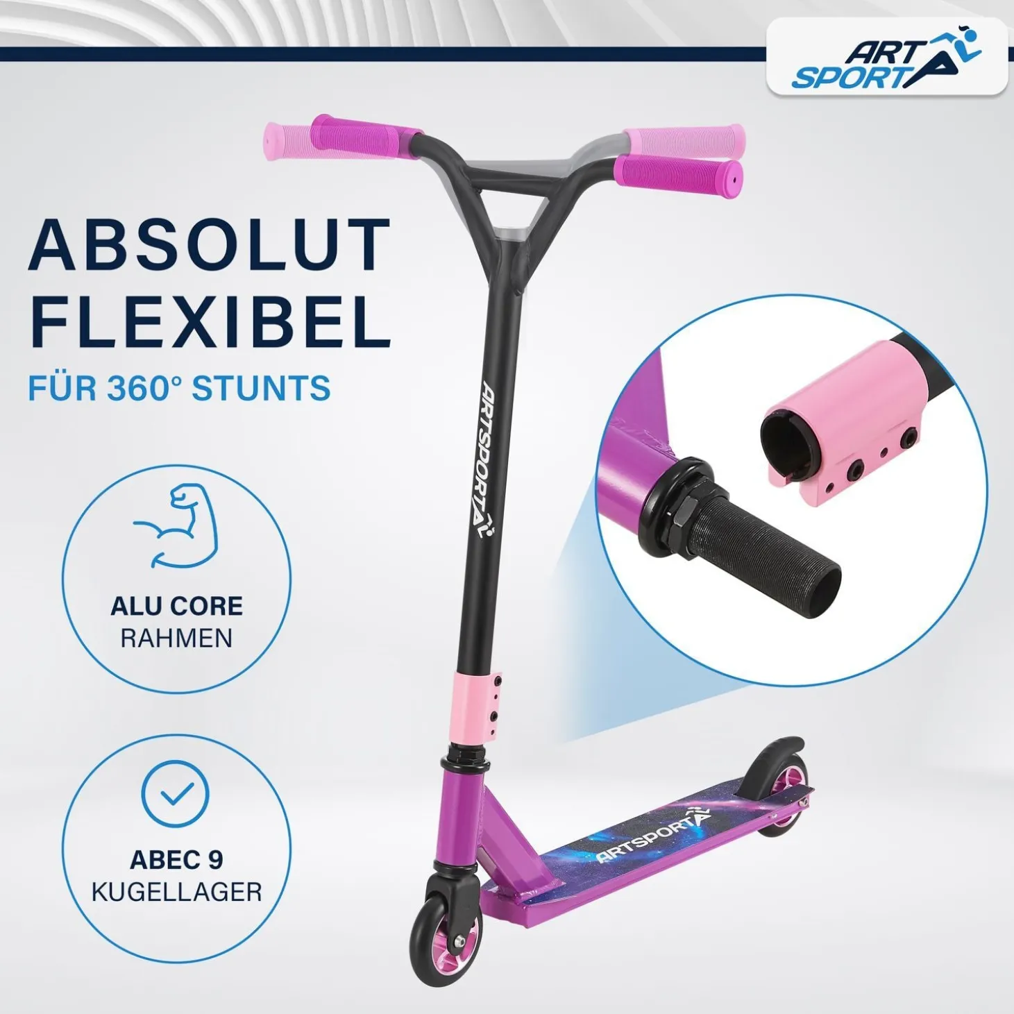 Stunt Scooter für Kinder Stunt Roller mit 360° Lenker & 100 mm Rollen