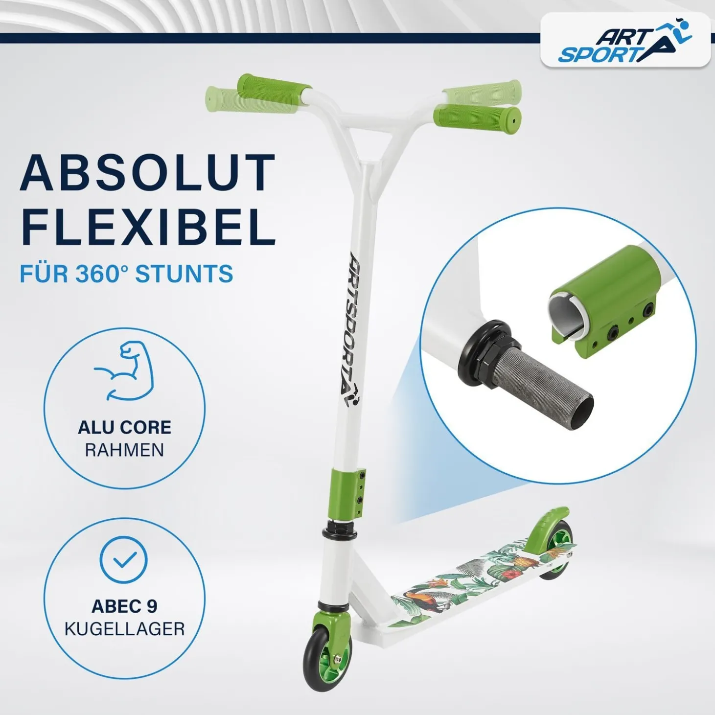 Stunt Scooter für Kinder Stunt Roller mit 360° Lenker & 100 mm Rollen