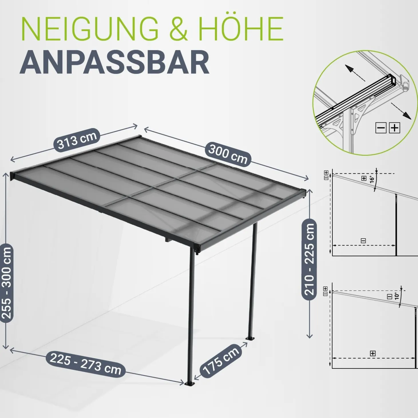 Terrassenüberdachung Borneo Aluminium Terrassendach als Regen- & Sonnenschutz