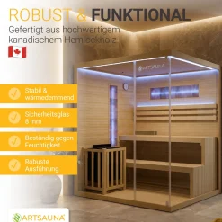Traditionelle Sauna Vantaa - Natur ↕ 200cm ⚟ 3,5 - 8 kW Saunaofen 유 2 - 6 Personen
