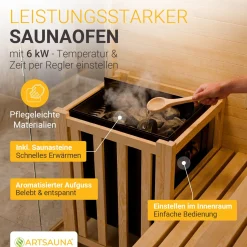 Traditionelle Sauna Vantaa - Natur ↕ 200cm ⚟ 3,5 - 8 kW Saunaofen 유 2 - 6 Personen