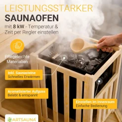 Traditionelle Sauna Vantaa - Natur ↕ 200cm ⚟ 3,5 - 8 kW Saunaofen 유 2 - 6 Personen
