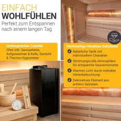 Traditionelle Sauna Vantaa - Schwarz ↕ 200cm ⚟ 3,5 - 8 kW Saunaofen 유 2 - 6 Personen