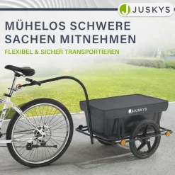 Transportanhänger / Fahrradanhänger 90 Liter Transportanhänger mit Kunststoffwanne, Luftbereifung & Plane